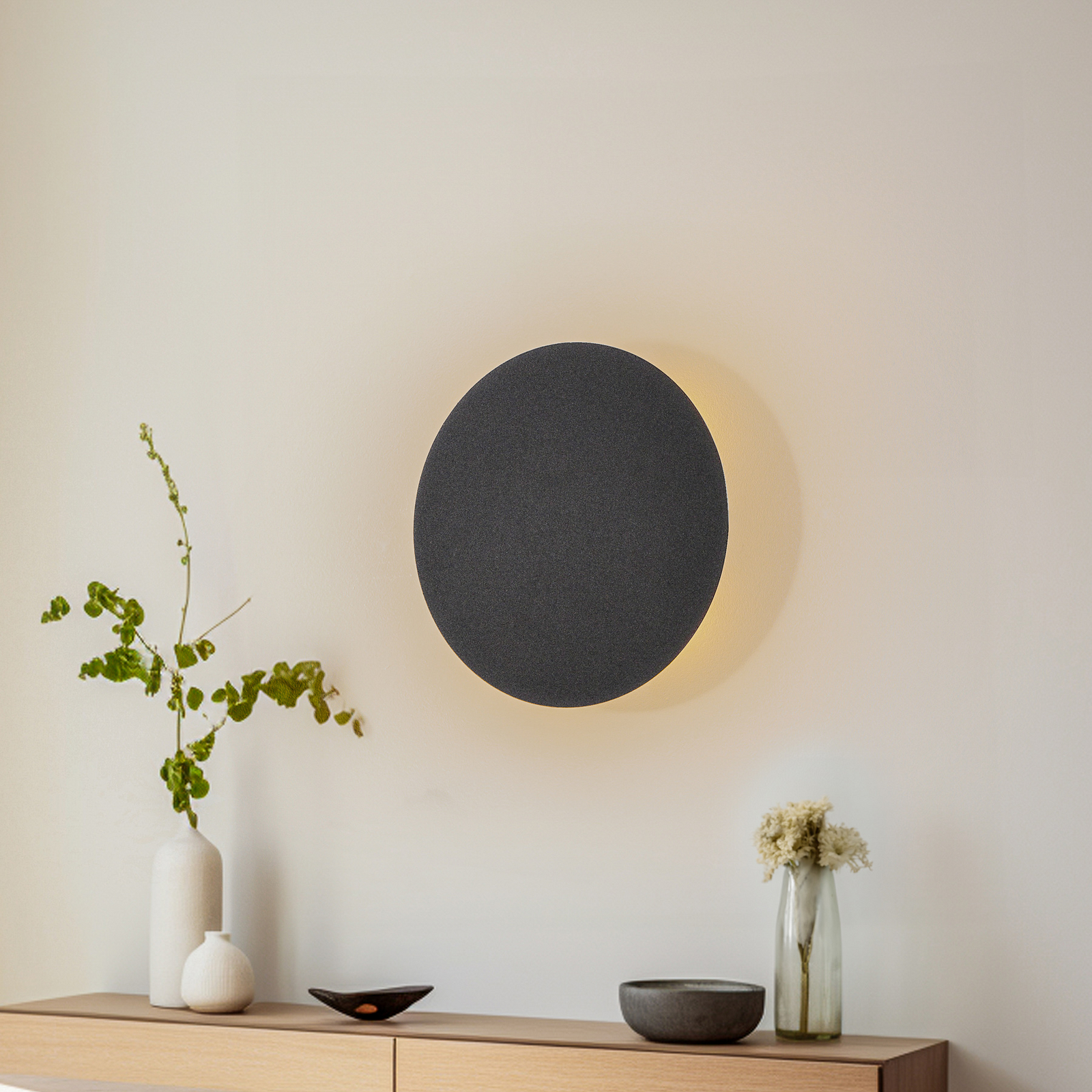 wandlamp Lunia New, zwart, Ø 30 cm